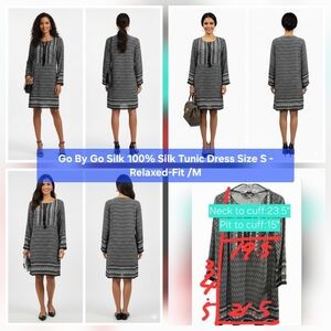 Go By Go Silk 100% Silk Tunic Dress Size S - Relaxed-Fit /M
